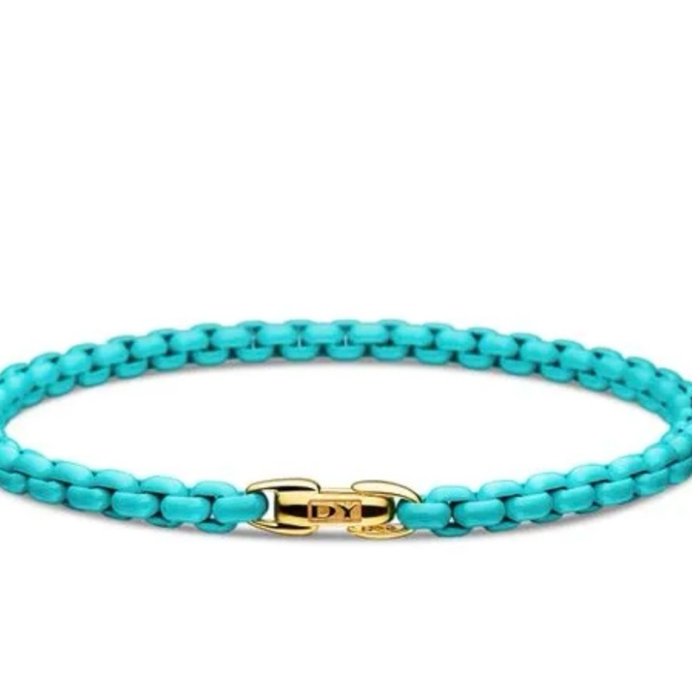 David Yurman Turquoise Bel Aire Color Box Chain Bracelet — Turquoise/14k Gold